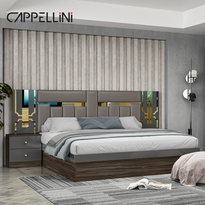 Foshan precio mayorista King Size Dormitorio de cuero de madera hogar moderno lujo barato conjunto completo de muebles de dormitorio Mdf