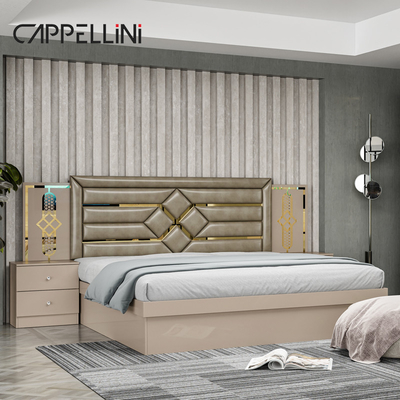 Precio Barato Tamaño Reina Cabecera de madera Modernos de cuero Bed Rom Suite de lujo King Size Mdf Set de muebles de dormitorio completo