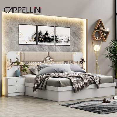 Venta al por mayor Precio barato Cama de cuero clásica de la reina Luxo Otros hogares de tamaño completo King Muebles de cama de madera