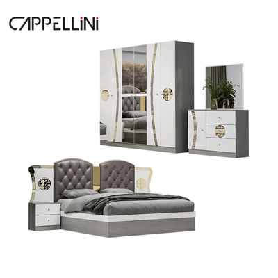 Sencillo moderno doble King Size de cuero dormitorio Suite casa de lujo de madera Queen Mdf conjunto completo de muebles de dormitorio