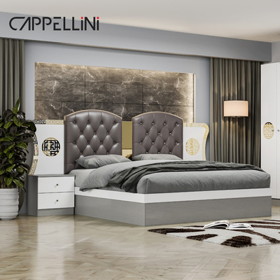 Sencillo moderno doble King Size de cuero dormitorio Suite casa de lujo de madera Queen Mdf conjunto completo de muebles de dormitorio