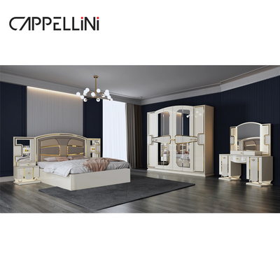 Precio al por mayor King Size Dormitorio de cuero doble Suite Master Room Casa Blanco Muebles de dormitorio de lujo