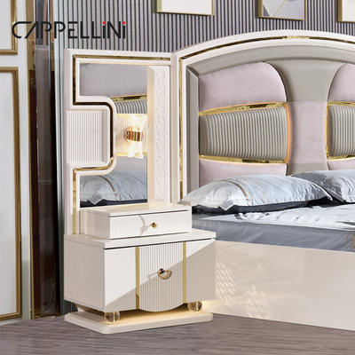 Precio al por mayor King Size Dormitorio de cuero doble Suite Master Room Casa Blanco Muebles de dormitorio de lujo