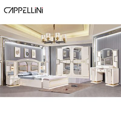 Precio al por mayor King Size Dormitorio de cuero doble Suite Master Room Casa Blanco Muebles de dormitorio de lujo