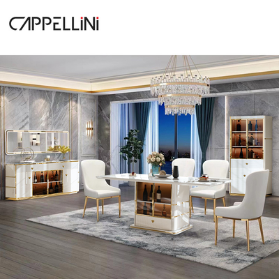 Moderno comedor de madera blanca 4 sillas 6 asientos Muebles para el hogar completo Gran comedor de madera de lujo