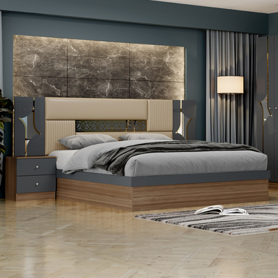 Venta al por mayor Precio bajo Turco Dormitorio doble King Casa Marco de madera Mdf Moderno de lujo Muebles de dormitorio de tamaño completo