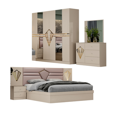 Barato Cuarto maestro de alta calidad Cuadro de madera Cama de cama doble Casa moderna de lujo Completo de madera de tamaño king conjunto de habitación Muebles