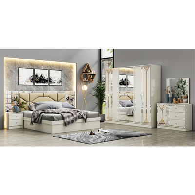 Nuevo diseño mayorista de cama doble de madera conjunto de habitación de lujo hogar marco de madera barata King Size muebles modernos conjuntos de dormitorio