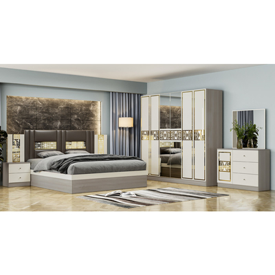 Cuadro de madera contemporáneo sencillo cama de tamaño real habitación principal completa casa doble de lujo conjunto de muebles de dormitorio moderno