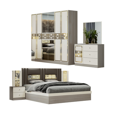 Cuadro de madera contemporáneo sencillo cama de tamaño real habitación principal completa casa doble de lujo conjunto de muebles de dormitorio moderno