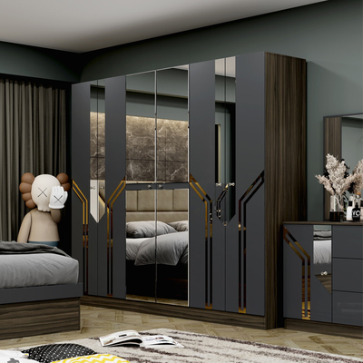 Venta al por mayor Barato Cuadro de madera de lujo Cama doble de tamaño King Modern Home Turco Madera MDF conjunto de dormitorio completo Muebles