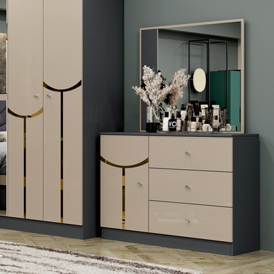 Venta al por mayor Barato Cuadro de madera de lujo Cama doble de tamaño King Modern Home Turco Madera MDF conjunto de dormitorio completo Muebles