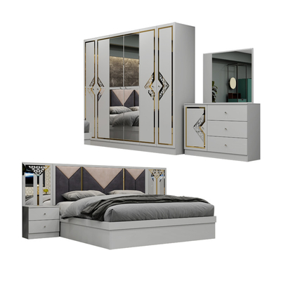 Cuadro de madera de alta calidad, cama doble de tamaño real, habitación de lujo, conjunto de muebles turcos de madera