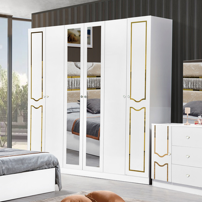 Cuadro de madera blanco de alto brillo cama doble suite de lujo tamaño rey diseño moderno Mdf conjunto completo muebles de dormitorio