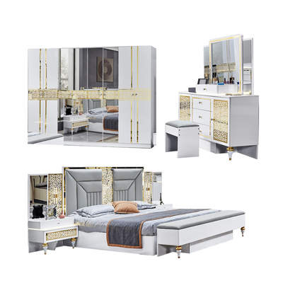 Venta al por mayor Casa Francesa Cuadro de Madera Sala Principal Cuarto Doble Conjunto de Cuartos de Cuarto Moderno Muebles de Dormitorio de Luxo