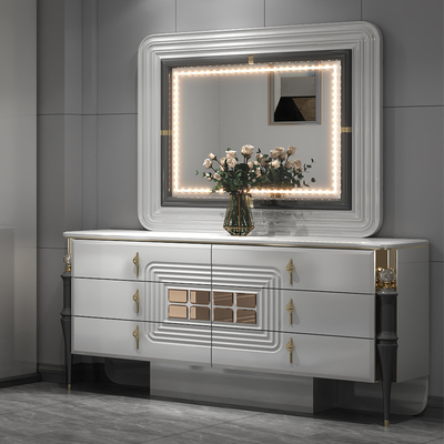 Cuadro de madera moderno de alta calidad cama de tamaño real cama de madera iluminada cabeza de cama habitación principal lujo conjunto de muebles de dormitorio completo