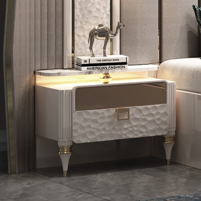 Nuevo diseño Modern Headboard Iluminado Madera King Size Set Dormitorio Doble Cuadro de Madera Completo Luxo Muebles para el Hogar