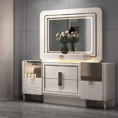Nuevo diseño Modern Headboard Iluminado Madera King Size Set Dormitorio Doble Cuadro de Madera Completo Luxo Muebles para el Hogar