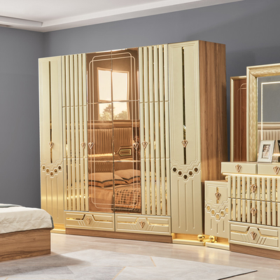 2025 Nuevo Diseño Moderno King Size Dormitorio de Cuero Doble Suite Sala Principal Set Completo De Luxo De Madera 5 Piezas Muebles Para El Hogar Set Dormitorio