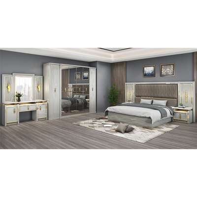 Completo de cuero moderno de madera de tamaño king cama de 5 piezas conjuntos doble habitación maestra reina completa de lujo casa conjunto de muebles de dormitorio