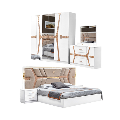 Estilo turco de lujo Cuadro de madera de tamaño King Set de cama Led Headboard Moderno clásico Full Home Muebles de dormitorio de madera