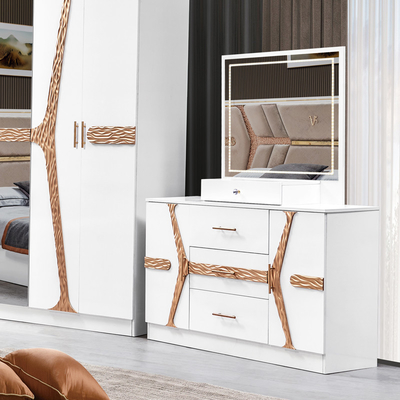 Estilo turco de lujo Cuadro de madera de tamaño King Set de cama Led Headboard Moderno clásico Full Home Muebles de dormitorio de madera