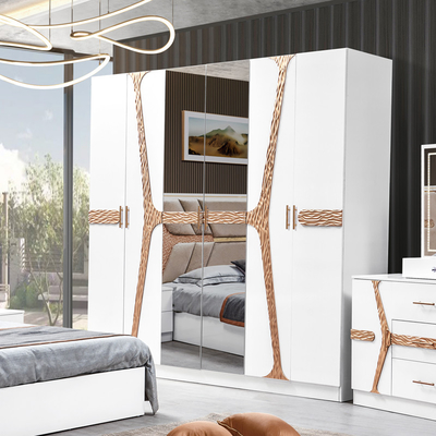 Estilo turco de lujo Cuadro de madera de tamaño King Set de cama Led Headboard Moderno clásico Full Home Muebles de dormitorio de madera