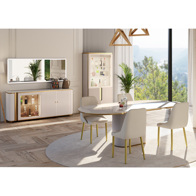 Diseño sencillo Display de vidrio blanco Estante de vinos Muebles de comedor de lujo moderno Salón de estar de madera Bar de casa Gabinete de vinos
