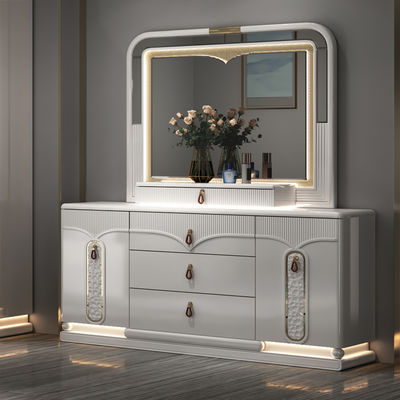 Royal Luxury Complete Bedroom Sets king Size Double Bed Room Home Storage Wooden Frame LED Modern Full Bedroom Furniture Set