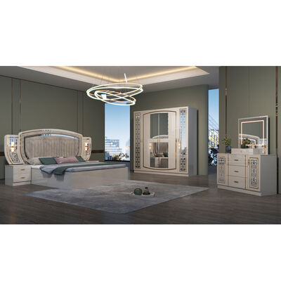 Cheap Wholesale Full 5 Pieces Modern Bedroom Furniture Set Home Apartment Complete Wooden Frame Double Luxury king Size Bed