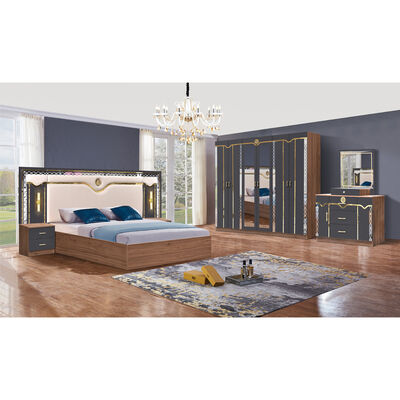 China mayorista barata de madera MDF king tamaño de cama conjunto de 5 piezas de habitación doble moderno de lujo de madera marco de habitación conjuntos de muebles