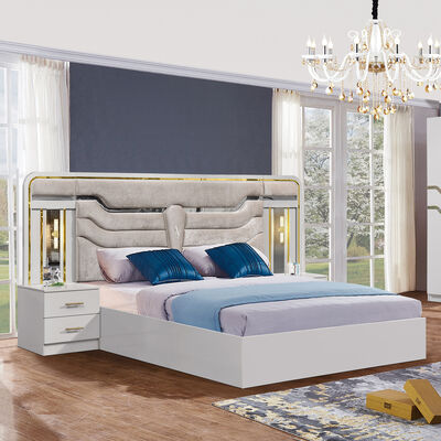 China mayorista barata de madera MDF king tamaño de cama conjunto de 5 piezas de habitación doble moderno de lujo de madera marco de habitación conjuntos de muebles