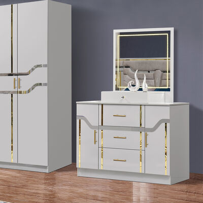 China mayorista barata de madera MDF king tamaño de cama conjunto de 5 piezas de habitación doble moderno de lujo de madera marco de habitación conjuntos de muebles