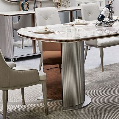 Completo conjunto de comedor de madera de lujo de 6 asientos Muebles para el hogar de lujo de madera moderna de gran tamaño Mesa de comedor de mármol conjunto de 4 sillas