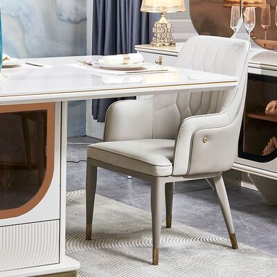 Elegante juego de mesa y sillas de comedor de lujo para 6 personas, muebles para el hogar, almacenamiento, blanco, completo, moderno, grande, juegos de comedor de madera