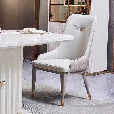 Casa de lujo moderna Mesa de comedor y sillas de madera Conjunto de 6 asientos Muebles Blancos Conjunto completo de comedor de madera