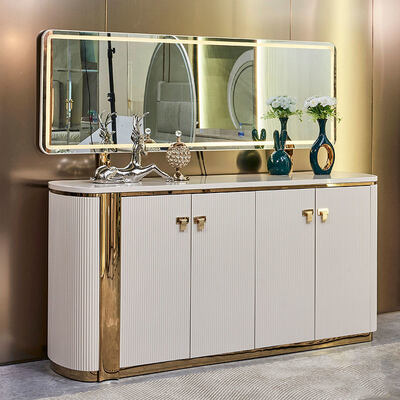 Casa de lujo moderna Mesa de comedor y sillas de madera Conjunto de 6 asientos Muebles Blancos Conjunto completo de comedor de madera