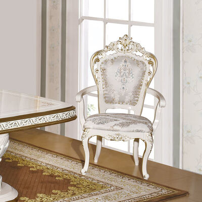 Juego de mesa de comedor de madera clásica antigua blanca con 6 sillas, estilo europeo, madera grande, lujo, hogar, juegos de comedor, muebles