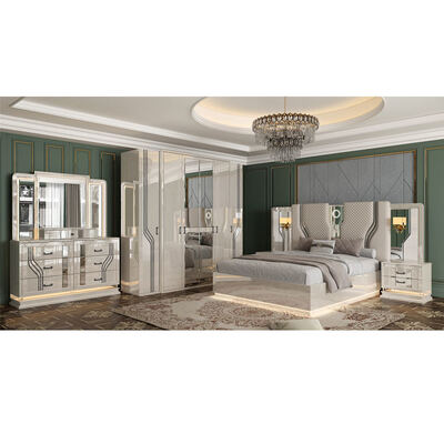 Habitación moderna de estilo turco con habitación para adultos con cama doble, suite para el hogar, almacenamiento, marco de madera, lujo, tamaño King, conjunto completo de muebles para dormitorios.