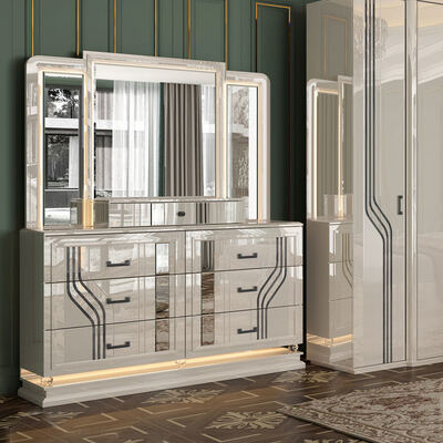 Habitación moderna de estilo turco con habitación para adultos con cama doble, suite para el hogar, almacenamiento, marco de madera, lujo, tamaño King, conjunto completo de muebles para dormitorios.