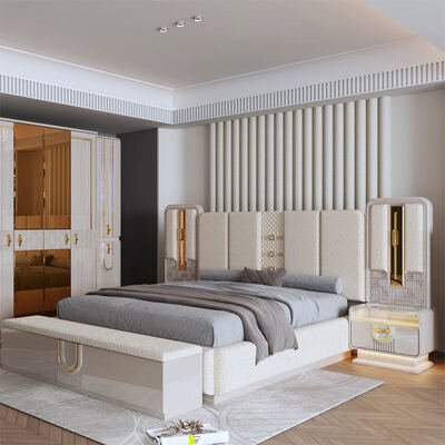 Modern Luxury Royal Complete Bedroom Sets Madera King Size Dormitorio Casa Habitación Doble Cuadro de Madera Muebles de Dormitorio