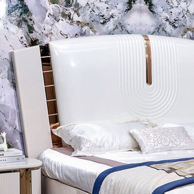 Lecho de madera de lujo de cuero King Size Set de dormitorio completo habitación para adultos doble Cuadro de madera Completo conjunto de muebles de dormitorio de lujo moderno