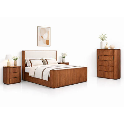 Moderno de madera sólida de tamaño real conjunto de dormitorio cama doble habitación principal hogar almacenaje marco de madera conjunto completo de mobiliario de dormitorio de lujo
