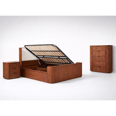 Moderno de madera sólida de tamaño real conjunto de dormitorio cama doble habitación principal hogar almacenaje marco de madera conjunto completo de mobiliario de dormitorio de lujo