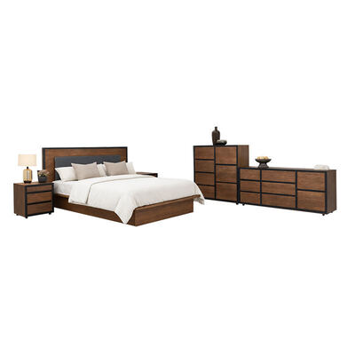 American Simple Dormitorio de madera sólida Conjuntos ajustables de cama doble Almacenamiento en el hogar Cuadro de madera King Size Muebles completos de dormitorio