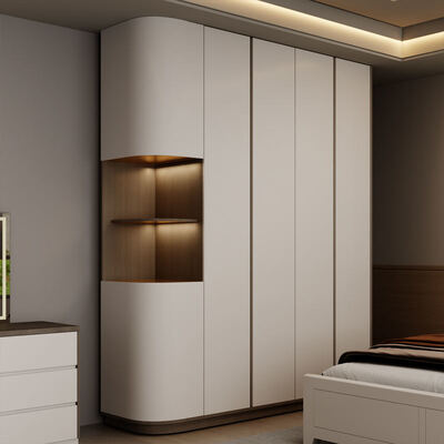 Suite completa de dormitorio principal en madera, King Size con amplio espacio de almacenamiento, acogedor minimalista lujoso muebles de dormitorio moderno