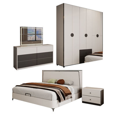 Set de dormitorio minimalista moderno tamaño completo en madera clásica con almacenamiento acogedor Suite de muebles de dormitorio de lujo