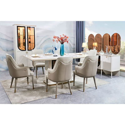 Elegante juego de mesa y sillas de comedor de lujo para 6 personas, muebles para el hogar, almacenamiento, blanco, completo, moderno, grande, juegos de comedor de madera