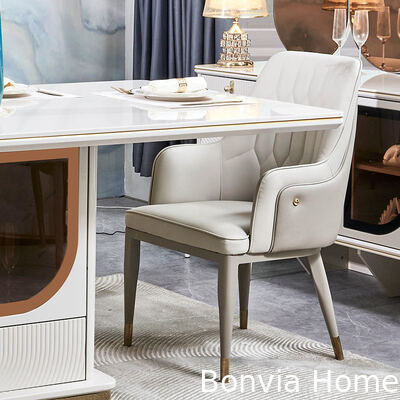 Elegante juego de mesa y sillas de comedor de lujo para 6 personas, muebles para el hogar, almacenamiento, blanco, completo, moderno, grande, juegos de comedor de madera