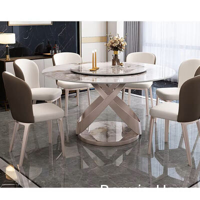 Muebles de comedor italianos de alta calidad Mesa larga de pizarra y piernas de acero 4 6 Sillones